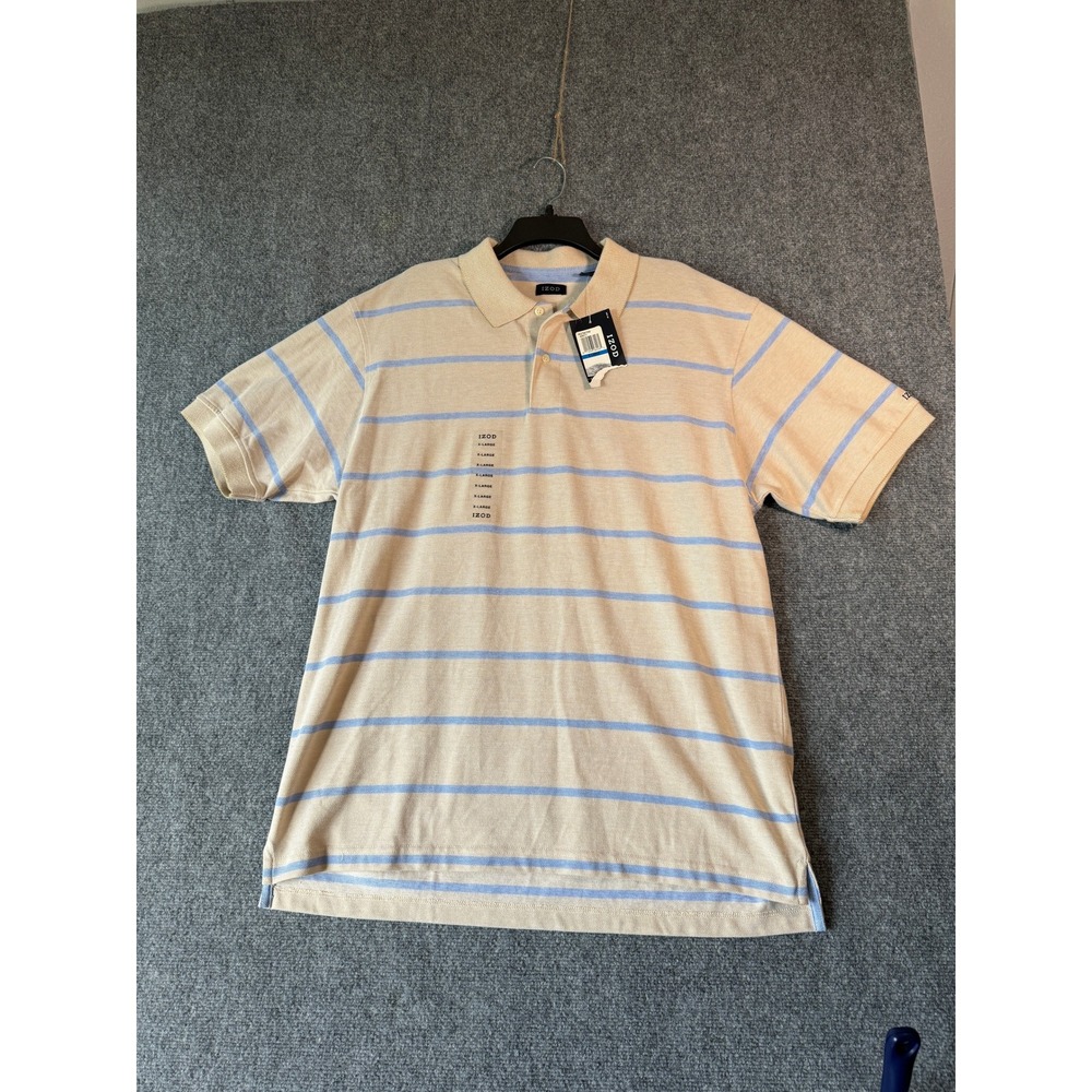 IZOD Mens XL Polo Shirt Striped Short Sleeve Collared Casual Top